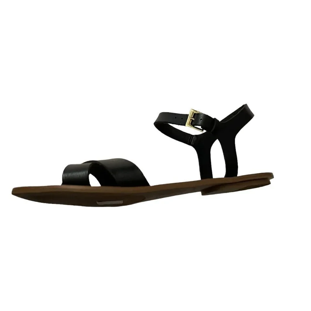J. CREW Black Criss Cross Leather Sandals Size 10